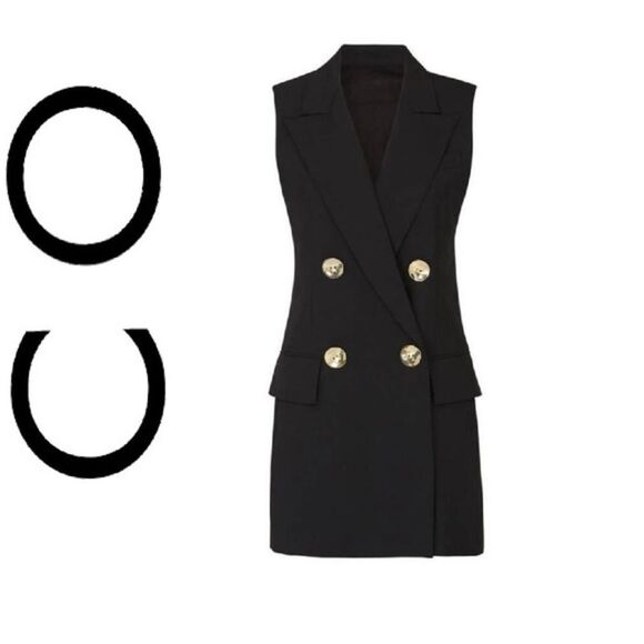 Co Collection Black double breasted virgin wool blazer vest size small